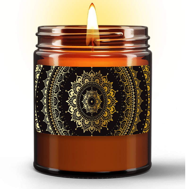 Mandal Natural Wax Candle in Amber Jar (9oz)