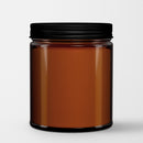 9oz Amber Jar Glass Candle with Black Metal Lid