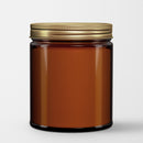 9oz Amber Jar Glass Candle with Gold Metal Lid