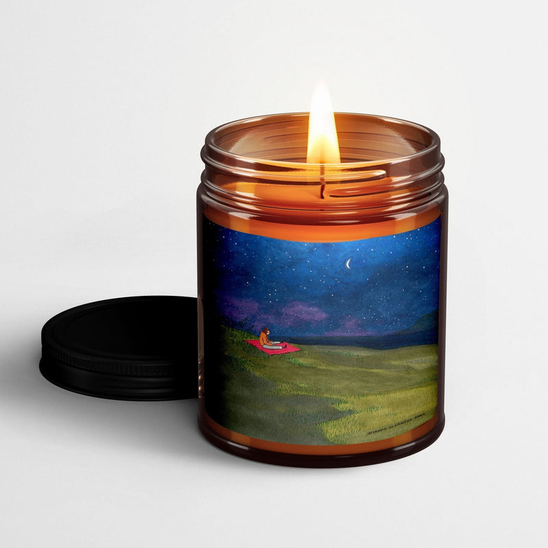 Amanda Oleander Scented Candle in Amber Glass Jar: I'll Take Care of You - Candlefy