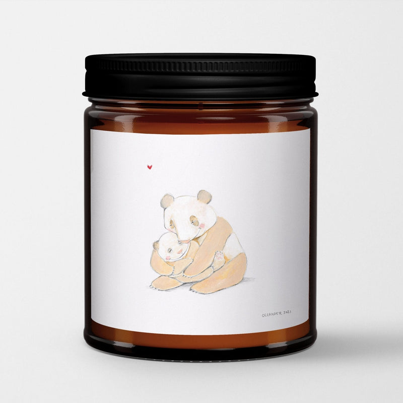 Amanda Oleander Scented Candle in Amber Glass Jar: Panda - Candlefy