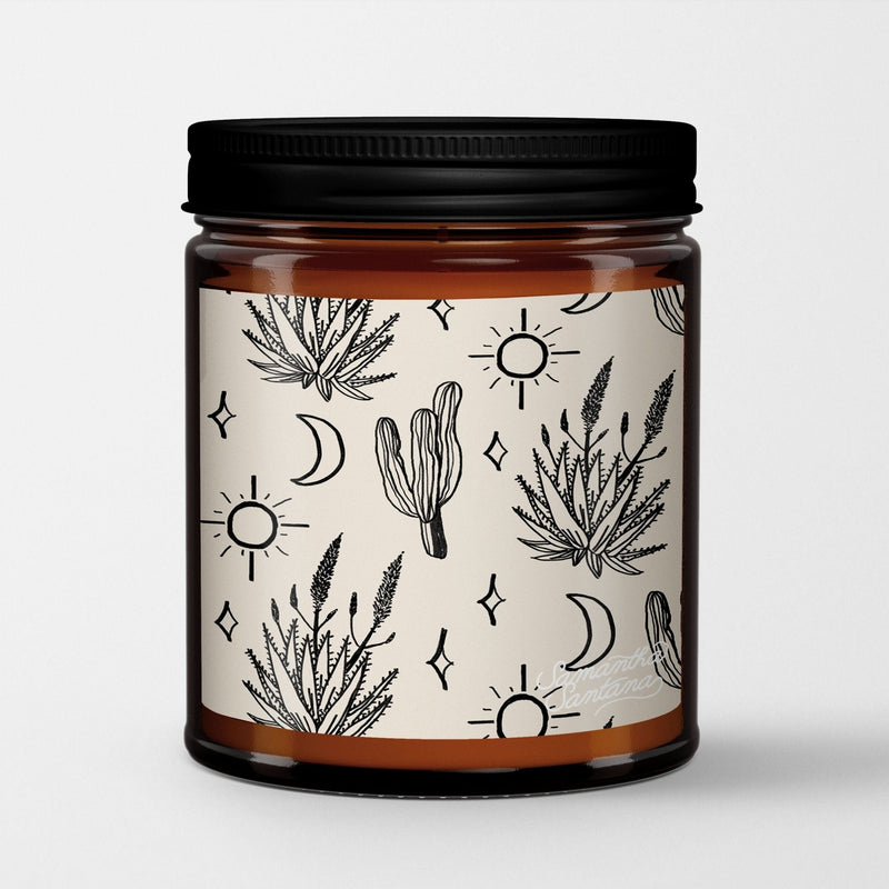 Samantha Santana Scented Candle in Amber Glass Jar: Desert Sky - Candlefy