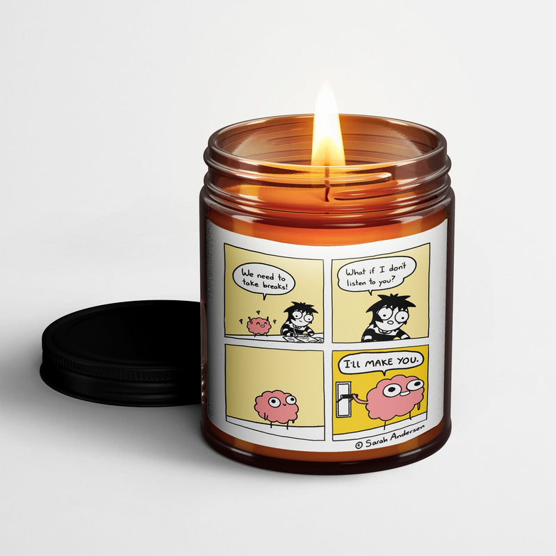 Sarah's Scribbles Scented Candle in Amber Glass Jar | We Need to Take a Break | Sarah Andersen