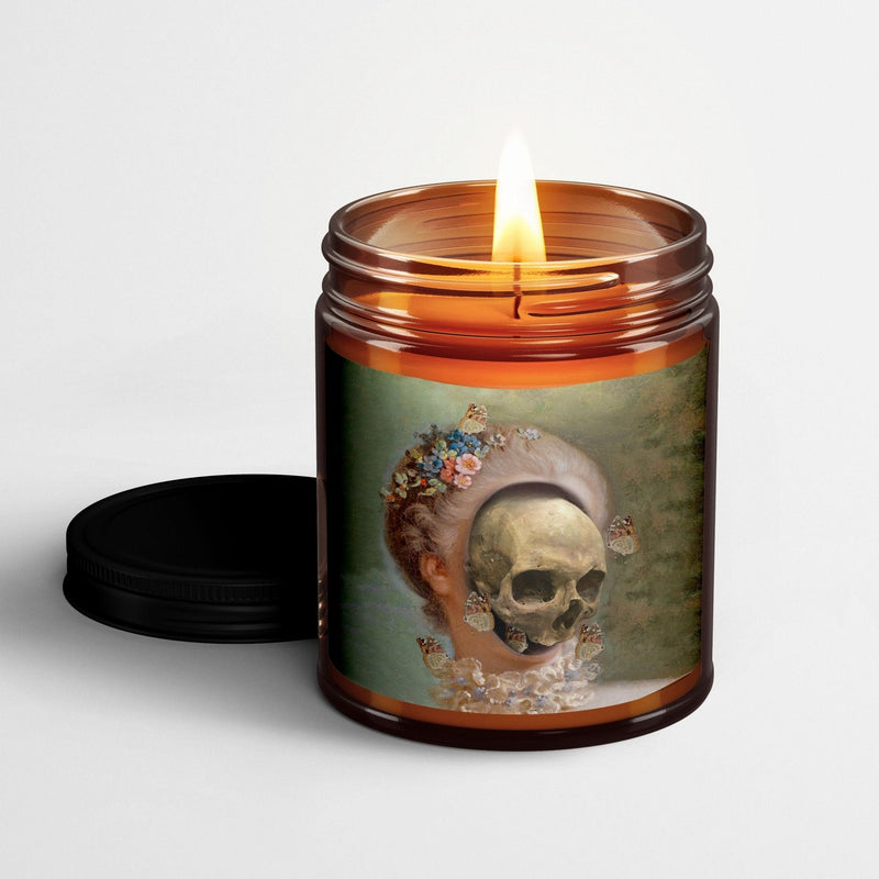 Welder Wings Scented Candle in Amber Glass Jar: The Brief Life - Candlefy