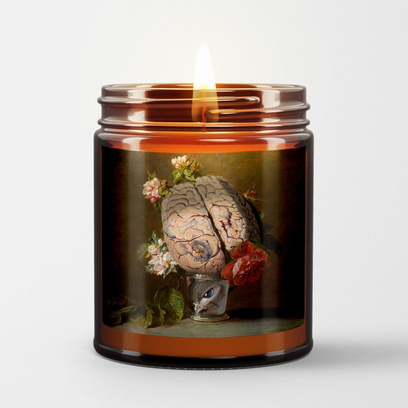 Welder Wings Scented Candle in Amber Glass Jar: The Serene Mind - Candlefy